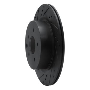 Infiniti EX37 Brake Rotor (1) - Rear Left - R1 Concepts - Drilled & Slotted - Black - `05-`25